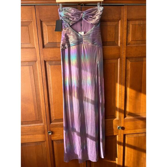 NWT Retrofête Women's Soleil Side Slit Strapless Maxi Dress Lilac Aurora Size S - Picture 3 of 14